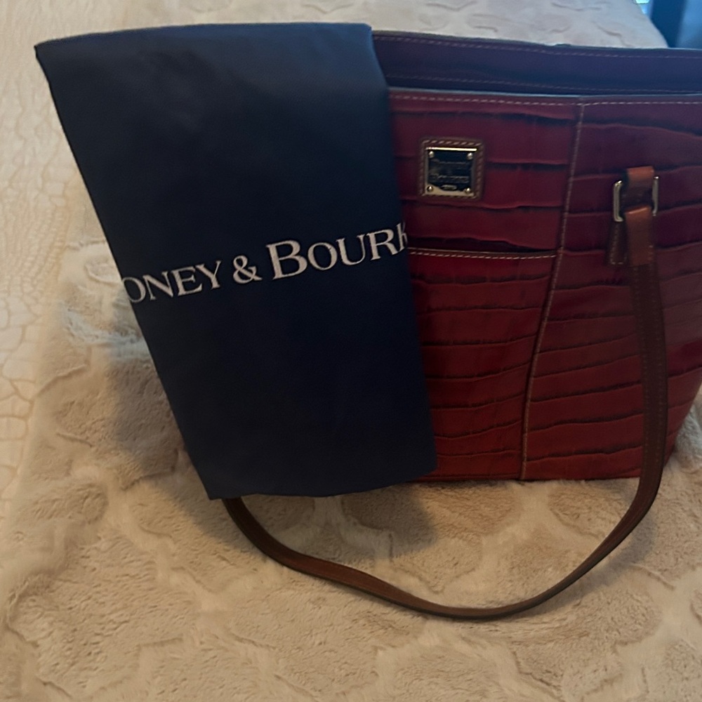 Dooney & Bourke Crocodile Embossed Leather Tote Bag w/ Duster